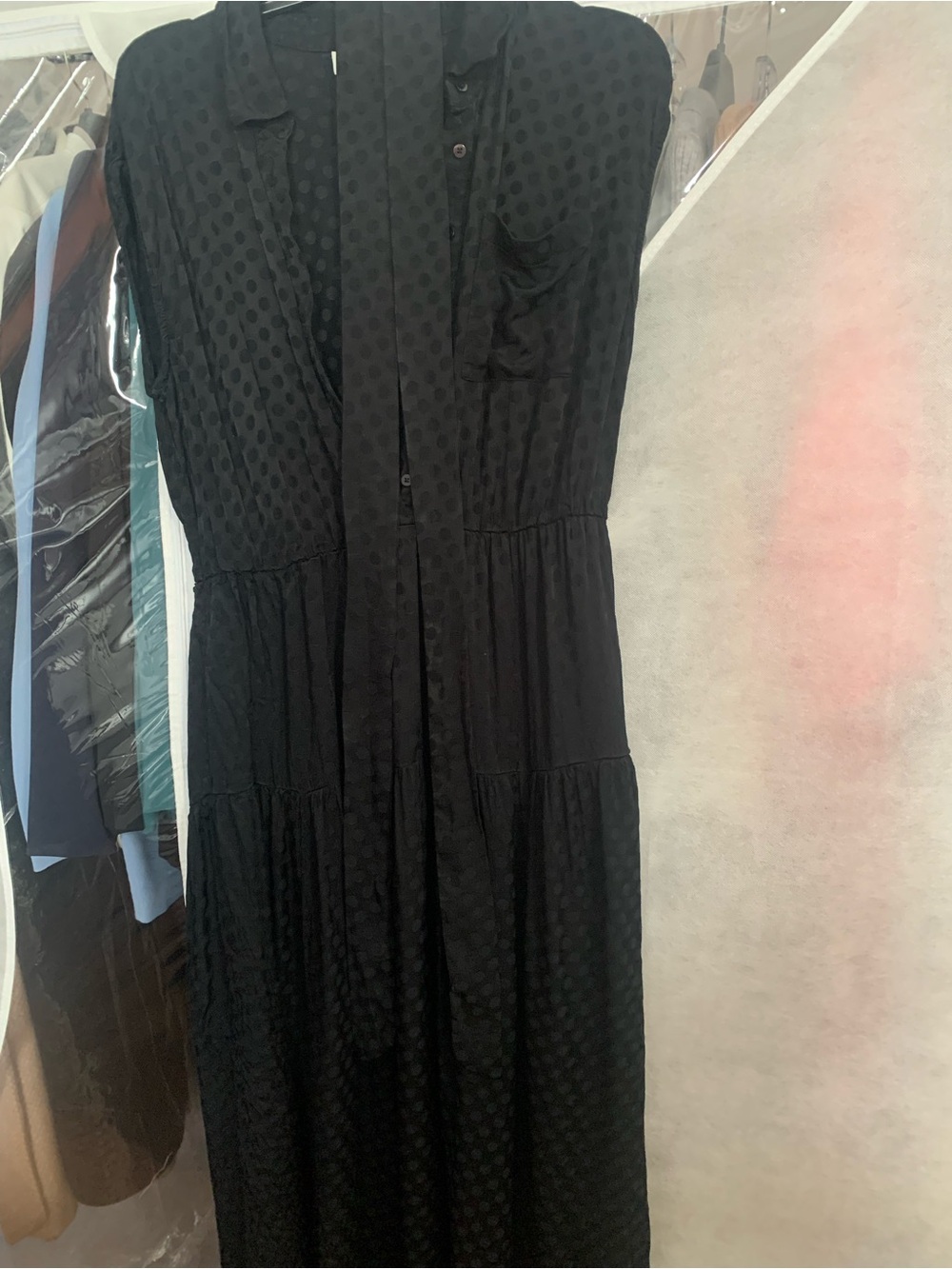Black Polka Dot Midi Dress - Women